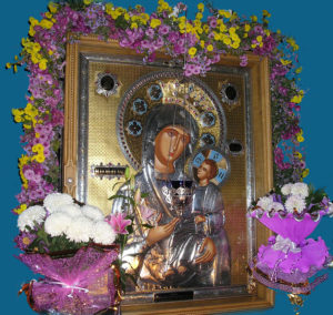 Иверская мироточивая икона Божией Матери в храме прп. Сергия Радонежского (г.Луганск, Каменный брод)