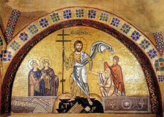 Воскресение Христово. Мозаика монастыря Осиос Лукас. XI